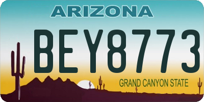 AZ license plate BEY8773