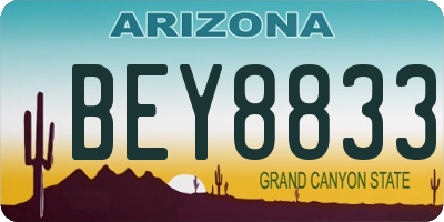 AZ license plate BEY8833
