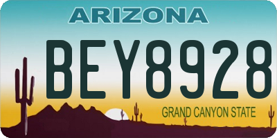 AZ license plate BEY8928