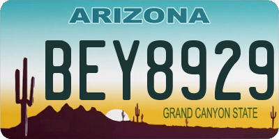 AZ license plate BEY8929