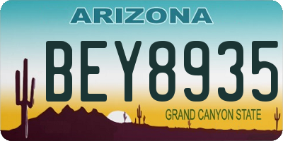 AZ license plate BEY8935