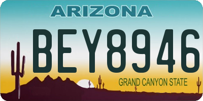 AZ license plate BEY8946