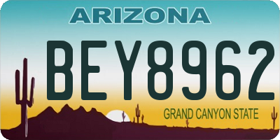 AZ license plate BEY8962
