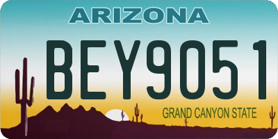 AZ license plate BEY9051
