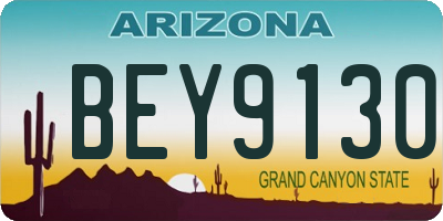 AZ license plate BEY9130