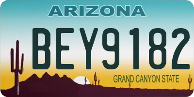 AZ license plate BEY9182