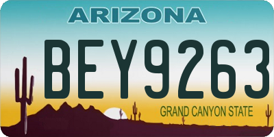 AZ license plate BEY9263