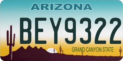 AZ license plate BEY9322