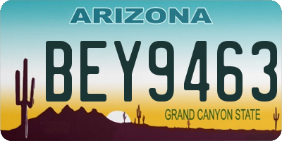 AZ license plate BEY9463