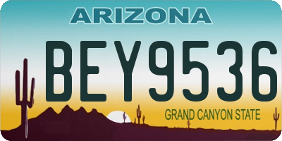 AZ license plate BEY9536