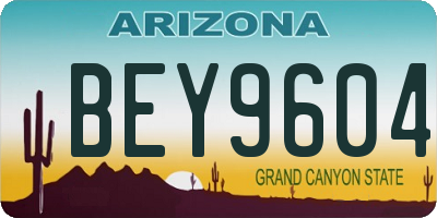 AZ license plate BEY9604