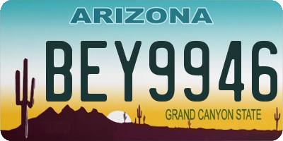 AZ license plate BEY9946