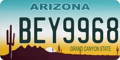 AZ license plate BEY9968