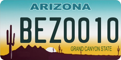 AZ license plate BEZ0010