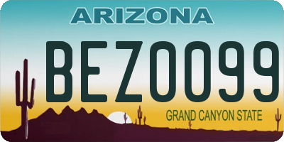 AZ license plate BEZ0099