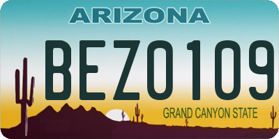AZ license plate BEZ0109