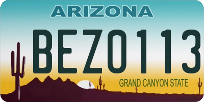 AZ license plate BEZ0113