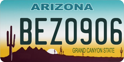 AZ license plate BEZ0906