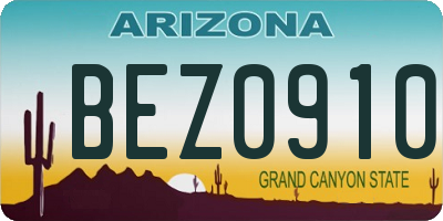 AZ license plate BEZ0910