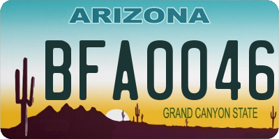 AZ license plate BFA0046