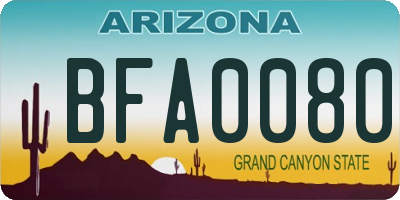 AZ license plate BFA0080