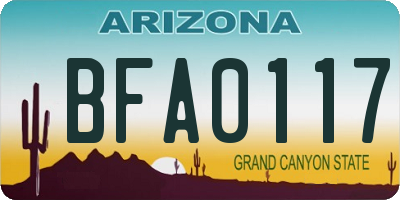 AZ license plate BFA0117