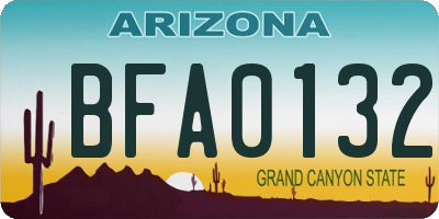 AZ license plate BFA0132