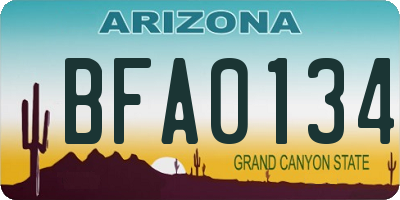 AZ license plate BFA0134