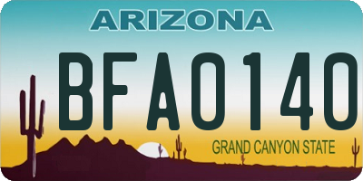AZ license plate BFA0140