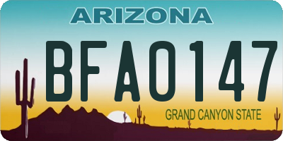 AZ license plate BFA0147