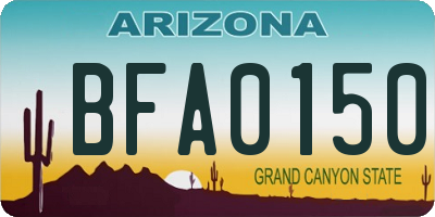 AZ license plate BFA0150