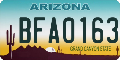 AZ license plate BFA0163