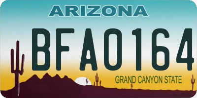 AZ license plate BFA0164