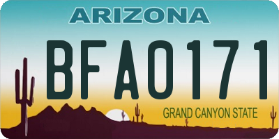 AZ license plate BFA0171