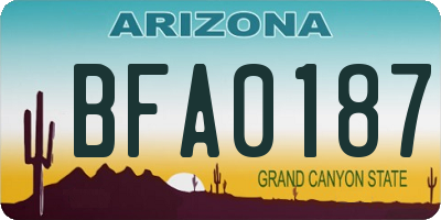AZ license plate BFA0187