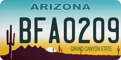 AZ license plate BFA0209