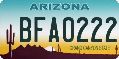 AZ license plate BFA0222