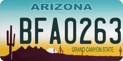 AZ license plate BFA0263