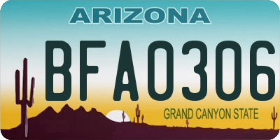 AZ license plate BFA0306