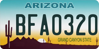 AZ license plate BFA0320