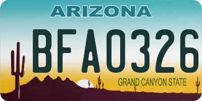 AZ license plate BFA0326