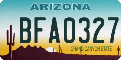 AZ license plate BFA0327