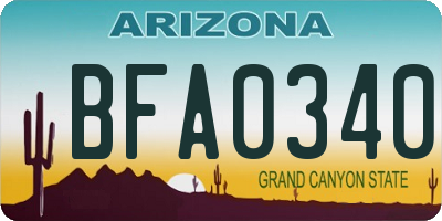 AZ license plate BFA0340