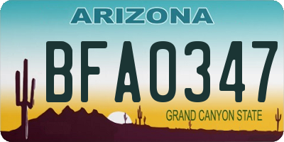 AZ license plate BFA0347