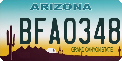 AZ license plate BFA0348