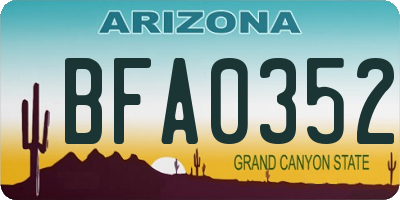 AZ license plate BFA0352