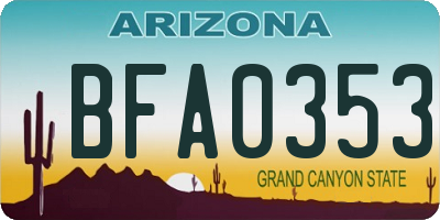 AZ license plate BFA0353
