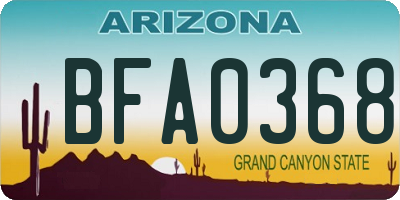 AZ license plate BFA0368