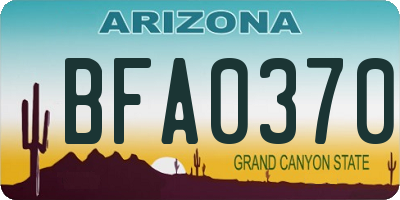 AZ license plate BFA0370