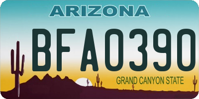 AZ license plate BFA0390